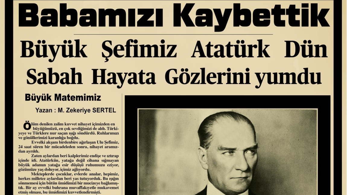 10 KASIM ATATÜRK'ÜN ARAMIZDAN AYRILIŞININ 86. YIL DÖNÜMÜ